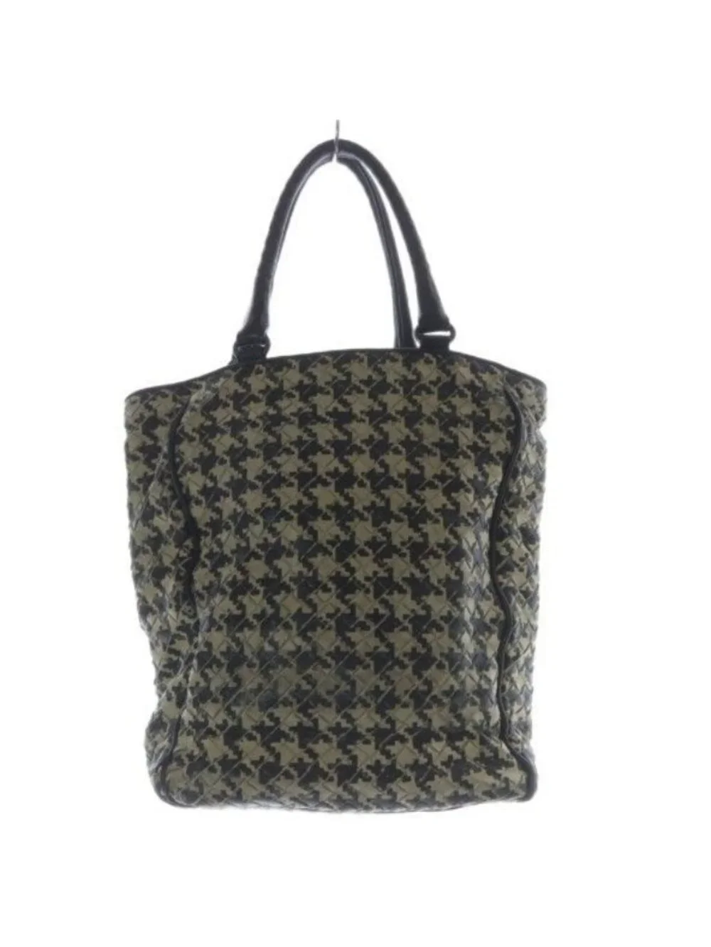 Bottega Veneta Intrecciato Houndstooth Pattern Tote Bag Hand Bicolor Black Ivory